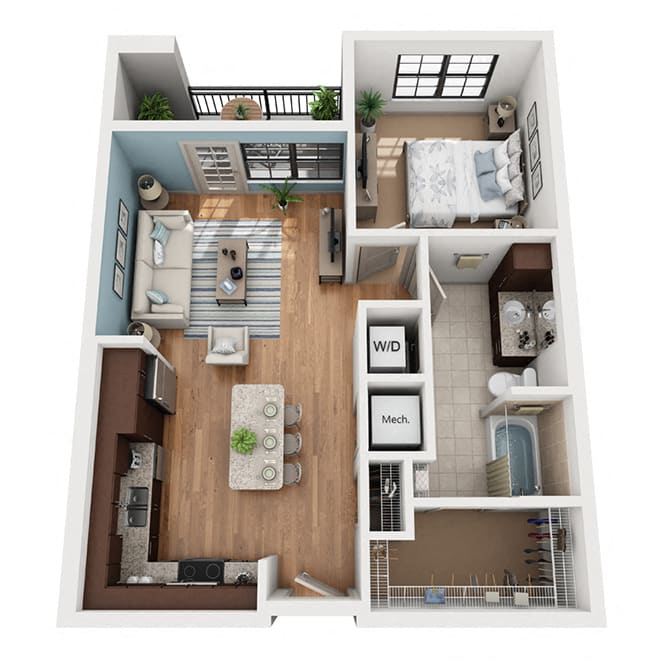 Azul Baldwin Park A2 1-bedroom floor plan image - Orlando, FL